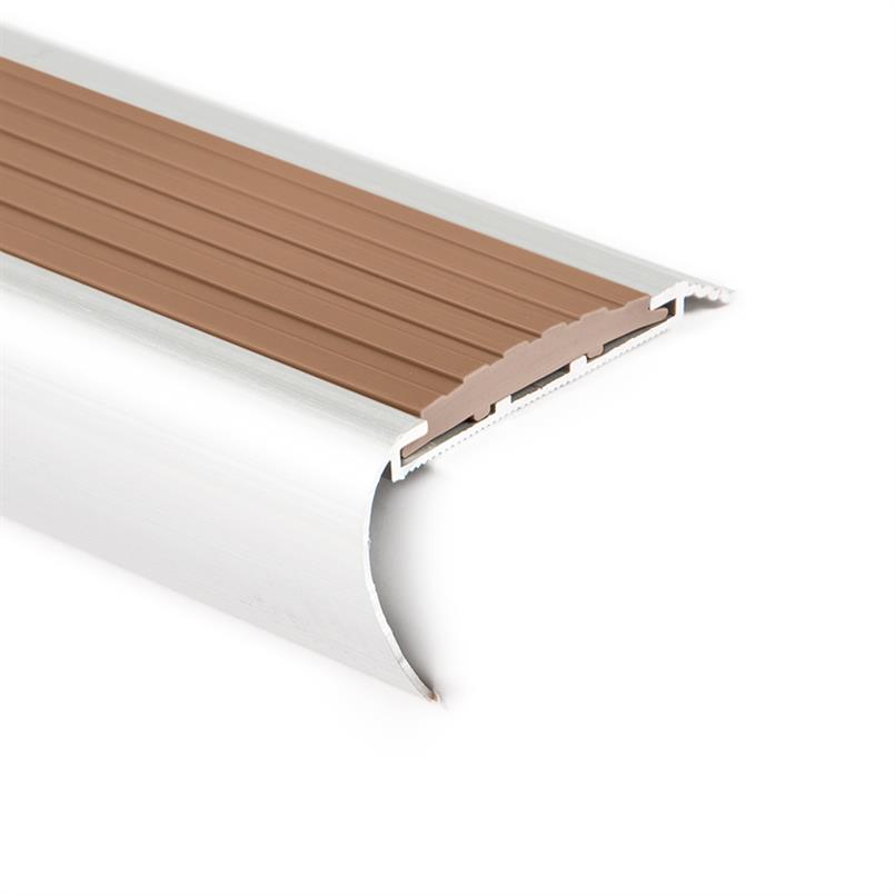 Trapneusprofiel aluminium rond bruin LxBxH=1500x65x35mm