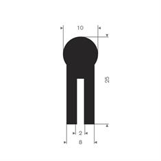 Viton U-profiel 2mm / BxH= 8x25mm