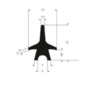 Volrubber carrosserieprofiel BxH=12x15mm (L=100m)