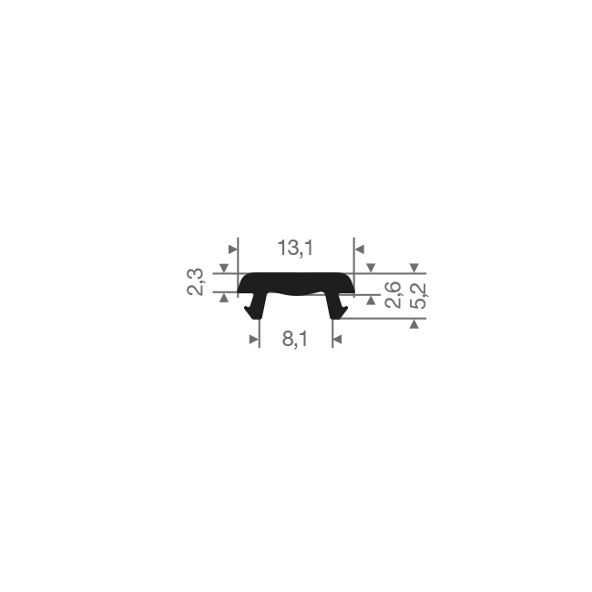 Volrubber carrosserieprofiel BxH=13x5mm (L=200m)
