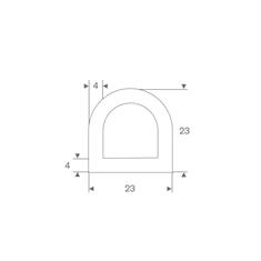 Volrubber D-profiel wit BxH=23x23mm (L=25m)