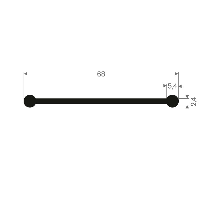 Volrubber dubbel kraalprofiel BxH=68x2,4mm (L=50m)