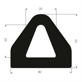 Volrubber fenderprofiel BxH=80x70mm (L=10m)