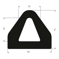 Volrubber fenderprofiel BxH=80x70mm (L=10m)