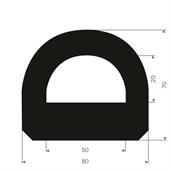 Volrubber fenderprofiel rond BxH= 80x70mm (L=10m)
