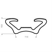 Volrubber gevlokt raamloopprofiel BxH=11,5x10,5mm (L=30m)