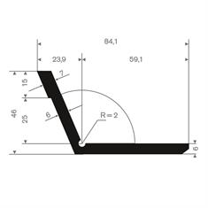 Volrubber hoekprofiel BxH=59,1x46mm (L=20m)