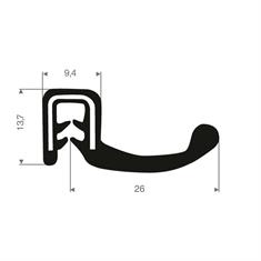 Volrubber klemprofiel 1,5-4mm / BxH=33x13,7mm (L=30m)