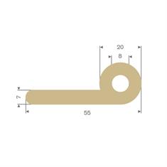 Volrubber kraalprofiel beige BxH= 55x20mm (rol 4 meter)