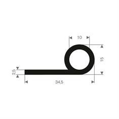 Volrubber kraalprofiel BxH= 35x15mm (L=50m)