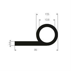 Volrubber kraalprofiel BxH=35x17,5mm (L=50m)