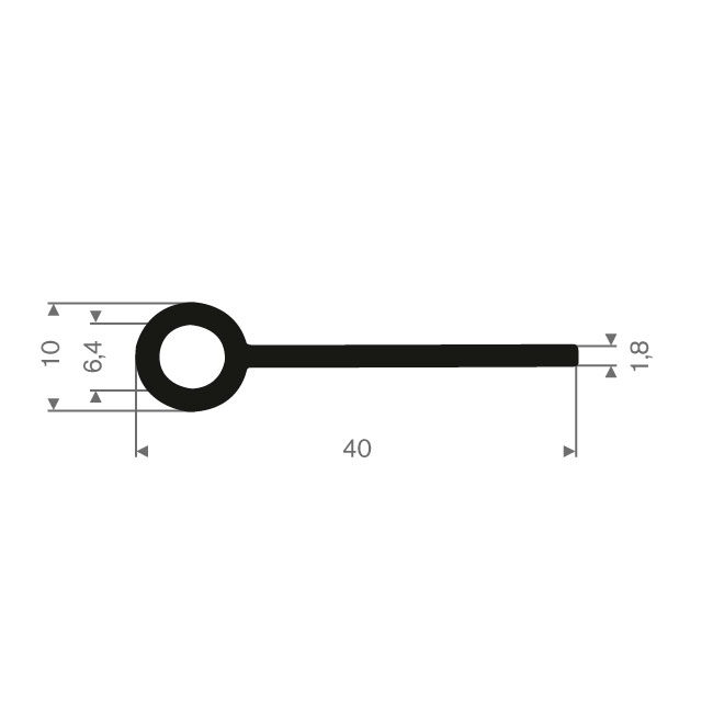 Volrubber kraalprofiel BxH=40x10mm (L=50m)