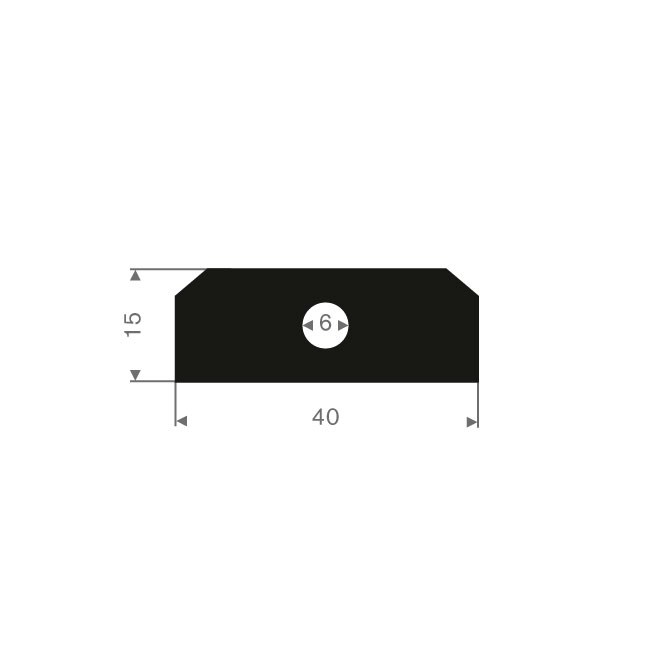 Volrubber luikenpakking BxH=40x15mm (L=20m)