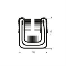 Volrubber met metaal raamloopprofiel BxH=10x11,5mm (L=2m)