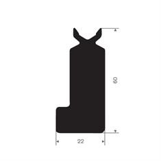 Volrubber profiel BxH=22x60mm (L=10m)