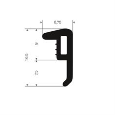 Volrubber profiel BxH=8,75x16,5mm (L=25m)