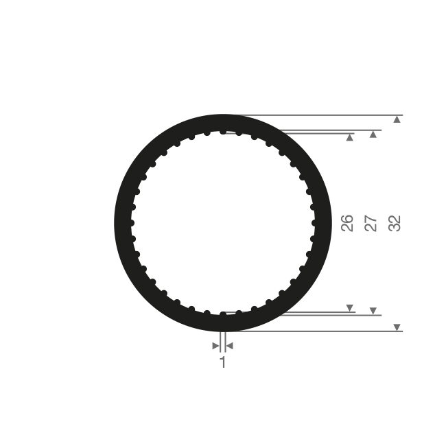 Volrubber slangprofiel 27x32mm (L=25m)