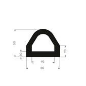 Volrubber stootprofiel 60x50mm (L=5m)