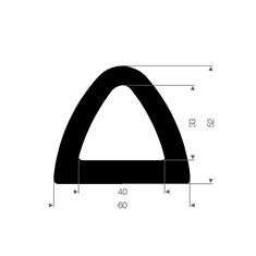 Volrubber stootprofiel 60x52mm (L=10m)