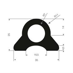 Volrubber stootprofiel BxH=35x25mm (L=20m)