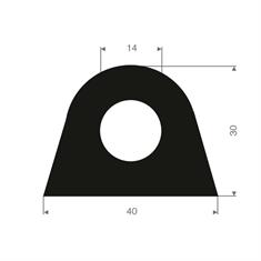 Volrubber stootprofiel BxH=40x30mm (L=20m)