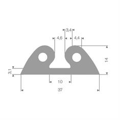 Volrubber stootprofiel grijs BxH=37x14mm (L=25m)