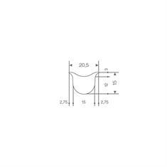 Volrubber stootprofiel wit BxH=20,5x15mm (L=12,5m)