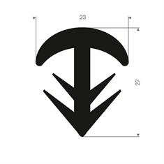 Volrubber T-profiel BxH=23x27mm (L=50m)