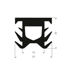 Volrubber T-profiel BxH=27x23mm (L=25m)