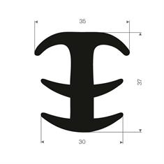 Volrubber T-profiel BxH= 35x37mm (L=25m)