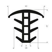 Volrubber T-profiel BxH=40x37mm (L=25m)