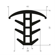 Volrubber T-profiel BxH=40x37mm (L=25m)