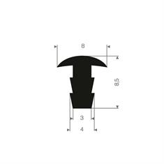 Volrubber T-profiel BxH=8x8,5mm (L=100m)