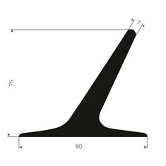 Volrubber T-profiel BxH=90x75mm (L=2,5m)