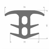 Volrubber T-profiel grijs BxH= 55x40mm (L=15m)