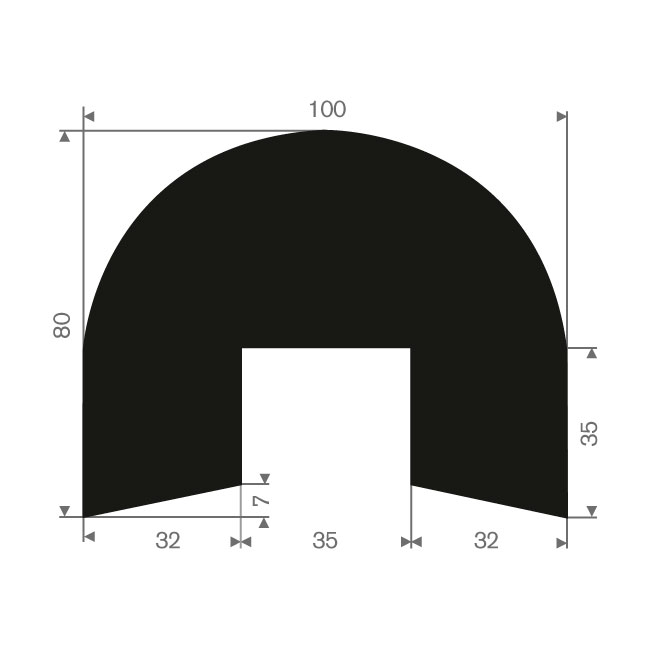 Volrubber U-fenderprofiel 35mm /100x80mm (L=5m)