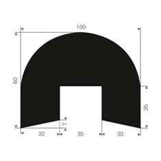 Volrubber U-fenderprofiel 35mm /100x80mm (rol 5 meter)