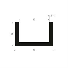 Volrubber U-profiel 15mm / BxH= 19x12mm (L=50m)