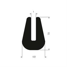 Volrubber U-profiel 1mm / BxH=4,8x7,5mm (L=200m)