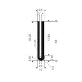 Volrubber U-profiel 2,5mm / BxH=10x55mm (L=25m)