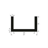 Volrubber U-profiel 25mm / BxH=31x18mm (L=25m)