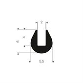 Volrubber U-profiel 2mm / BxH=5,5x6mm (L=200m)