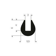 Volrubber U-profiel 2mm / BxH=5,5x6mm (L=200m)