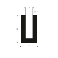 Volrubber U-profiel 3mm / BxH=7x12mm (L=50m)