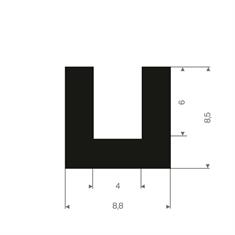 Volrubber U-profiel 4mm / BxH=8,8x8,5mm (L=100m)