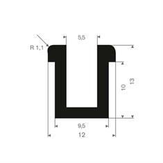 Volrubber U-profiel 5,5mm / BxH=12x13mm (L=50m)