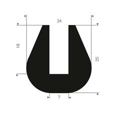 Volrubber U-profiel 7mm / BxH=24x25mm (L=25m)