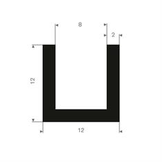 Volrubber U-profiel 8mm / BxH=12x12mm (L=50m)