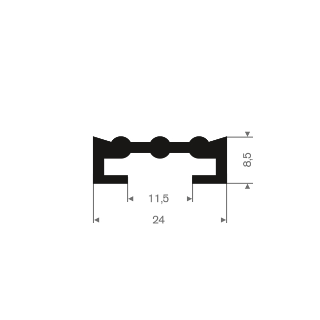 Volrubber U-profiel BxH= 24x8,5mm (L=50m)