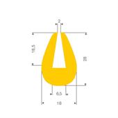 Volrubber U-profiel geel 6,5mm /BxH=18x28mm (L=25m)